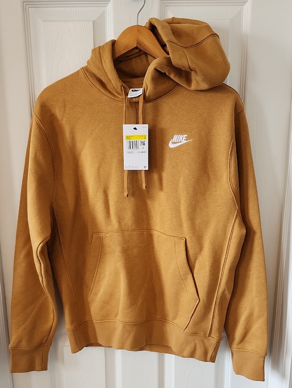 Nike Men's Hoodie in Camel Brown with White Logo